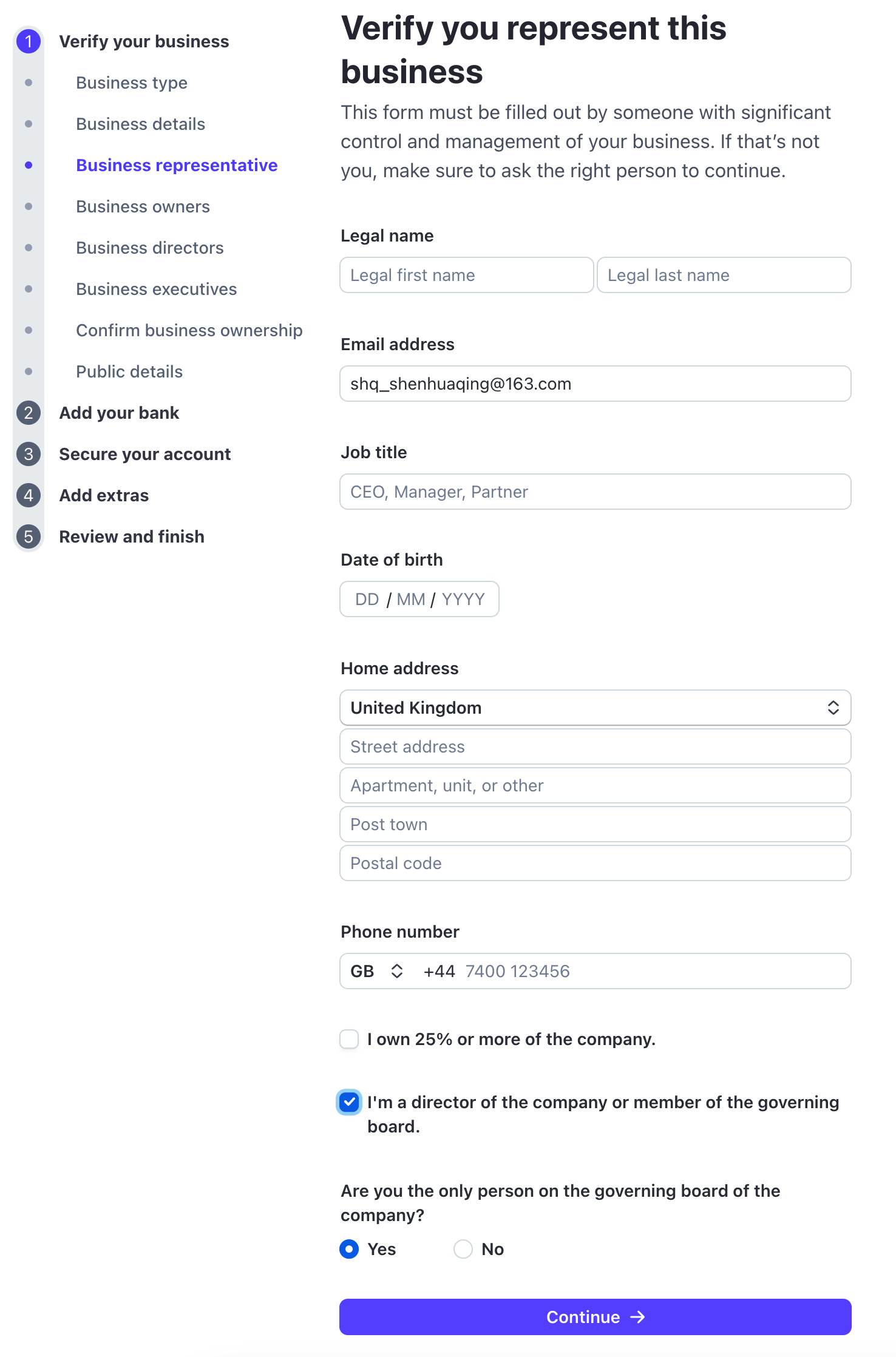 stripe verify business